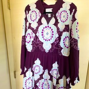 Lane Bryant Purple and White Midi Dress